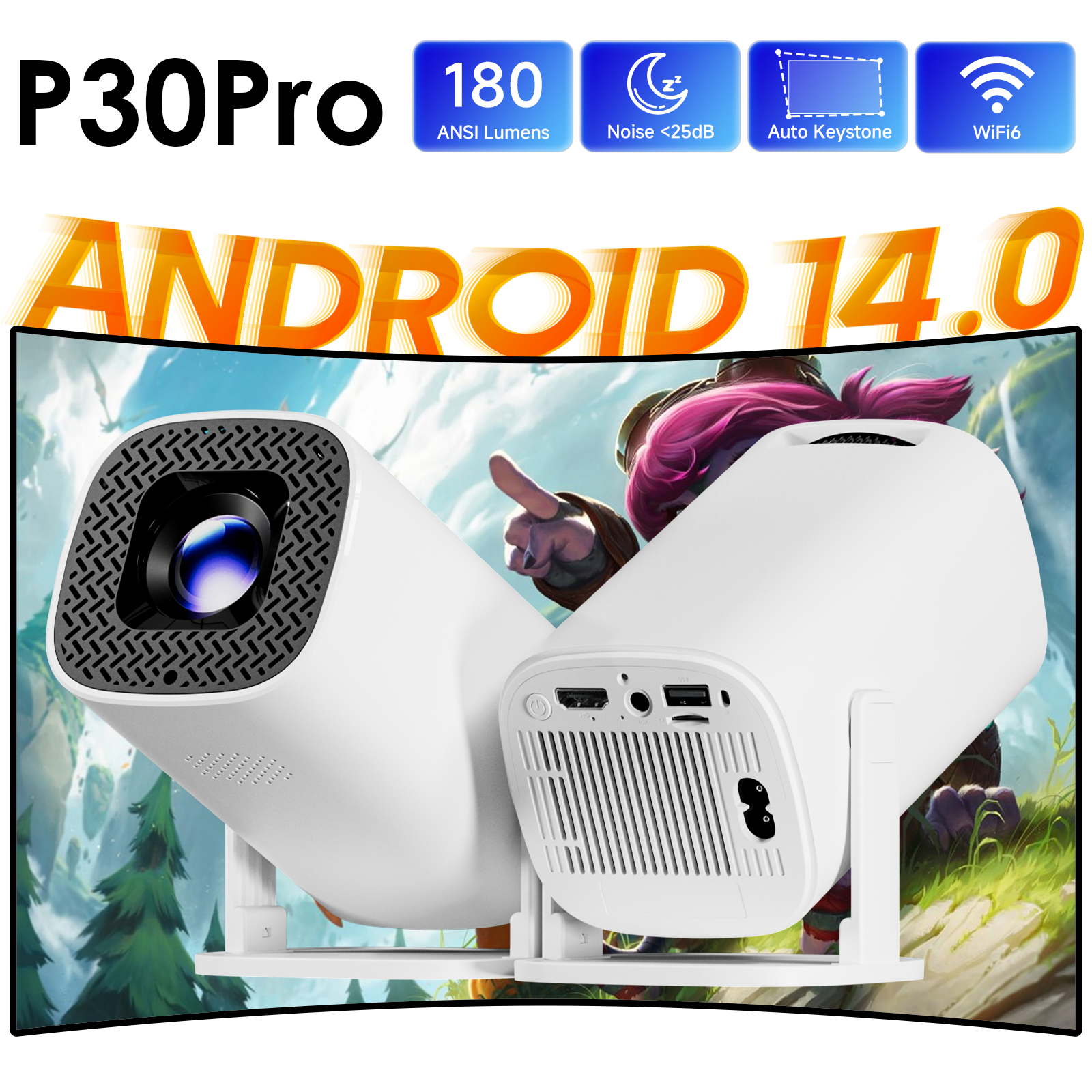 Home Cinema Gadgets - HONGTOP P30PRO Smart Mini Projector Android