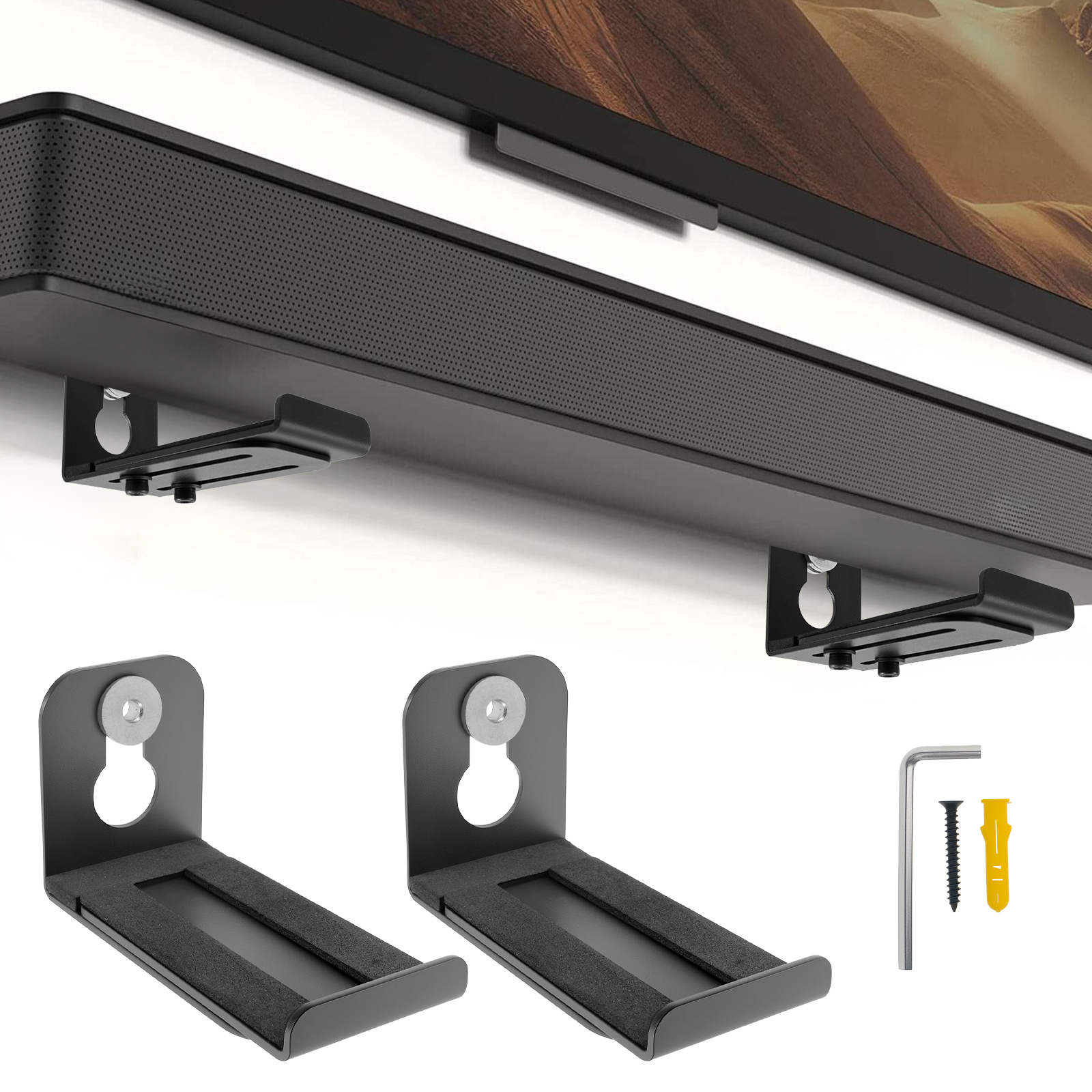 Home Cinema Room - 2Pcs Soundbar Speaker Stands Wall Mount