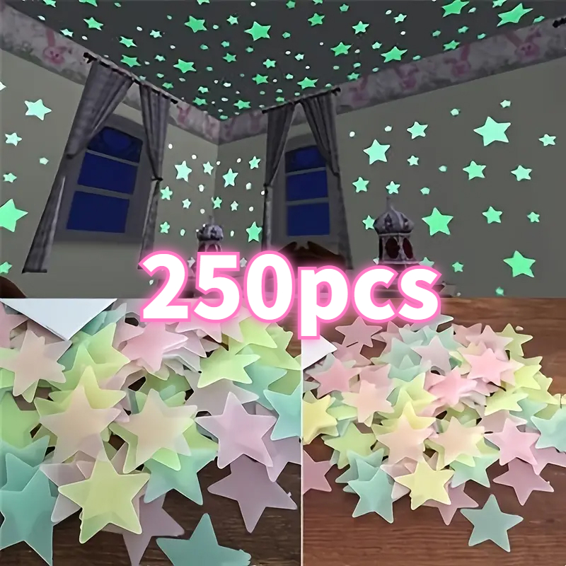 Home Cinema Room - 50/250Pcs Luminous Star Stickers Background Wall