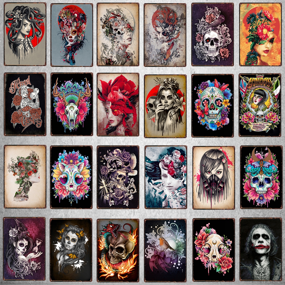【YZFQ 】 Sugar Skull Plaque Met - Home Cinema Restaurant ulasan dan harga