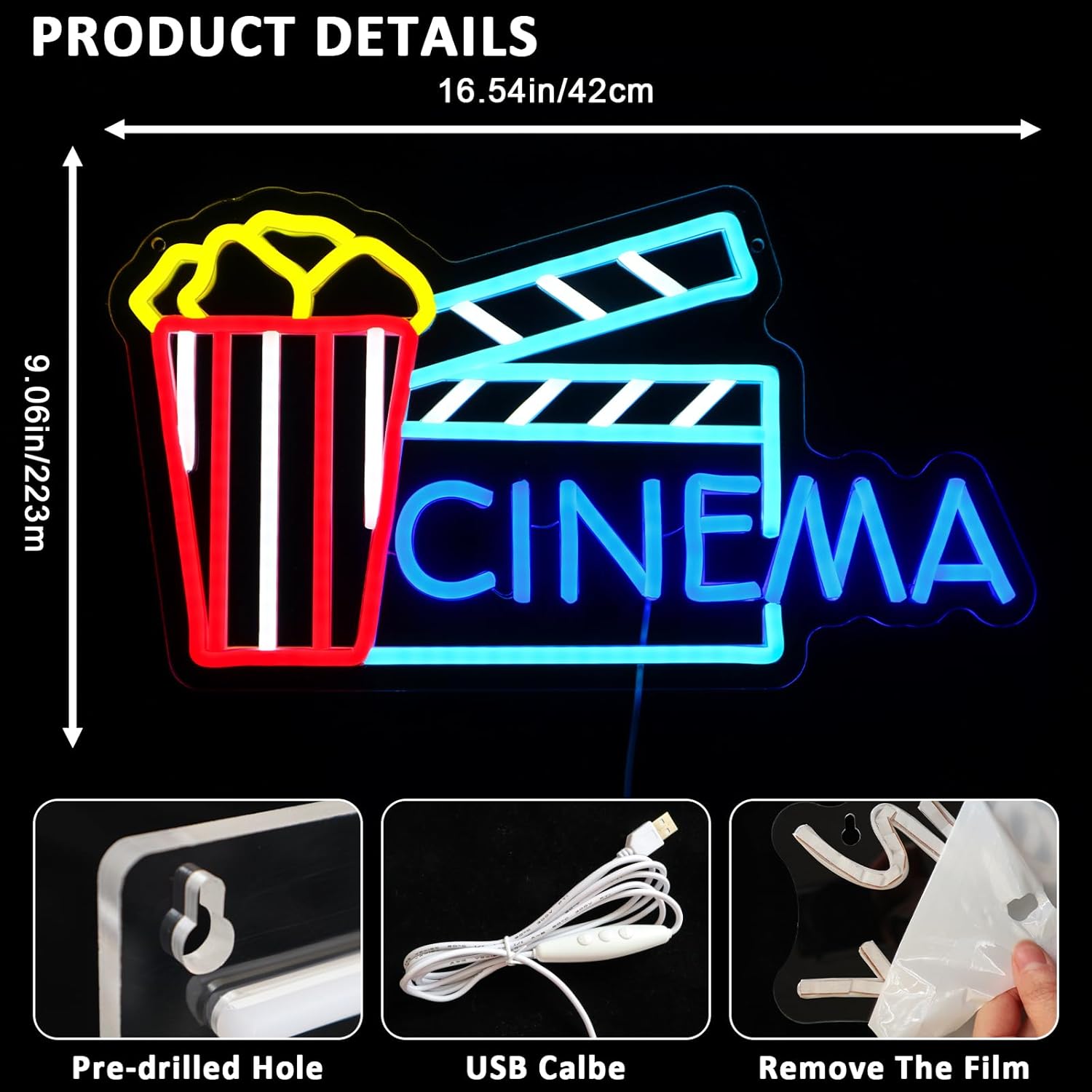 Cinema Neon Sign Art Wall Ligh - Home Cinema Wall Lights ulasan dan harga