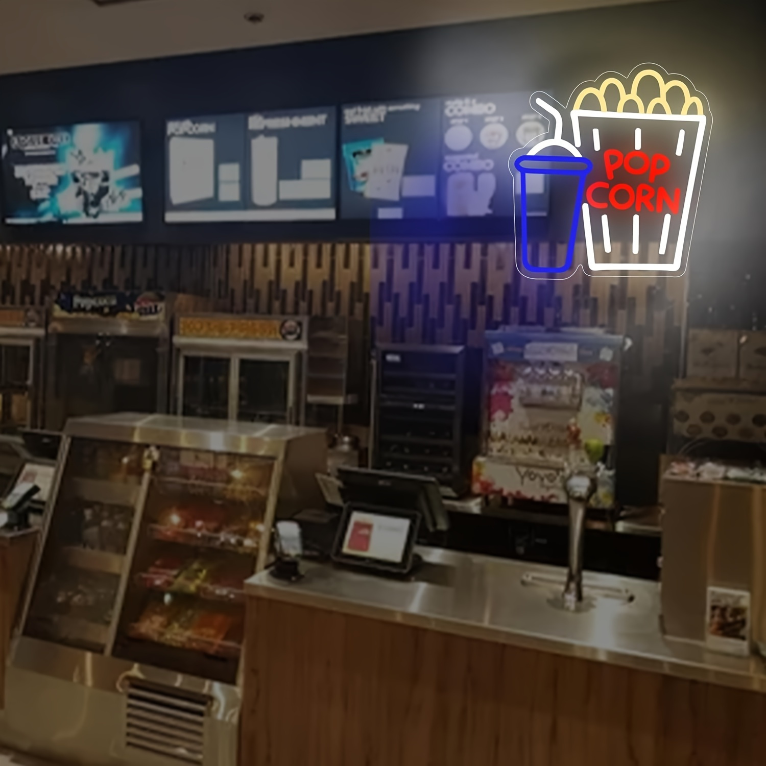 Popcorn Drink Neon Sign LED Wa - Home Cinema Wall Lights ulasan dan harga