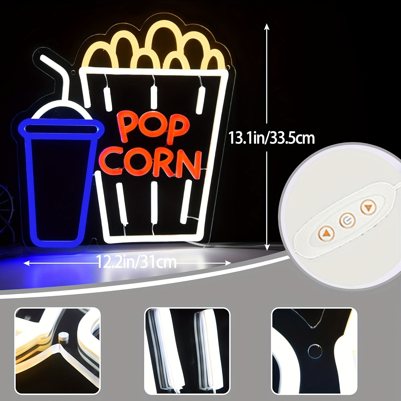 Popcorn Drink Neon Sign LED Wa - Home Cinema Wall Lights ulasan dan harga