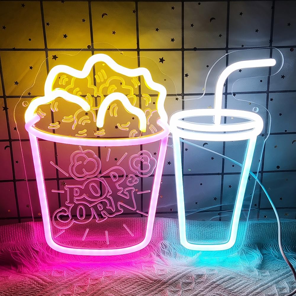Popcorn Neon Sign LED Neon Lig - Home Cinema Wall Lights ulasan dan harga